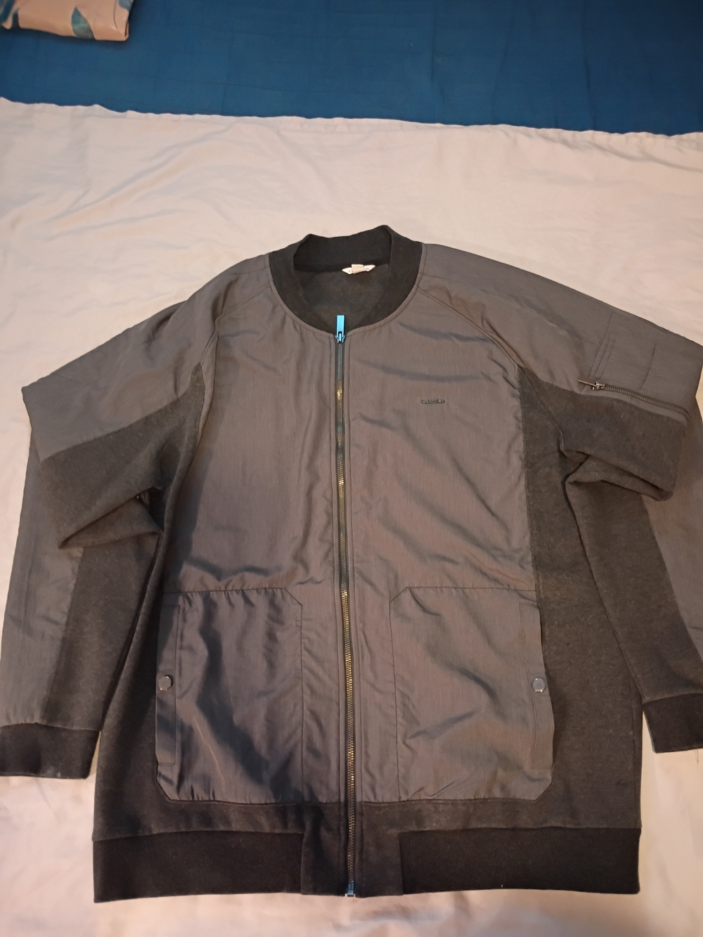 Calvin Klein Two-Tone Gray Bomber Jacket